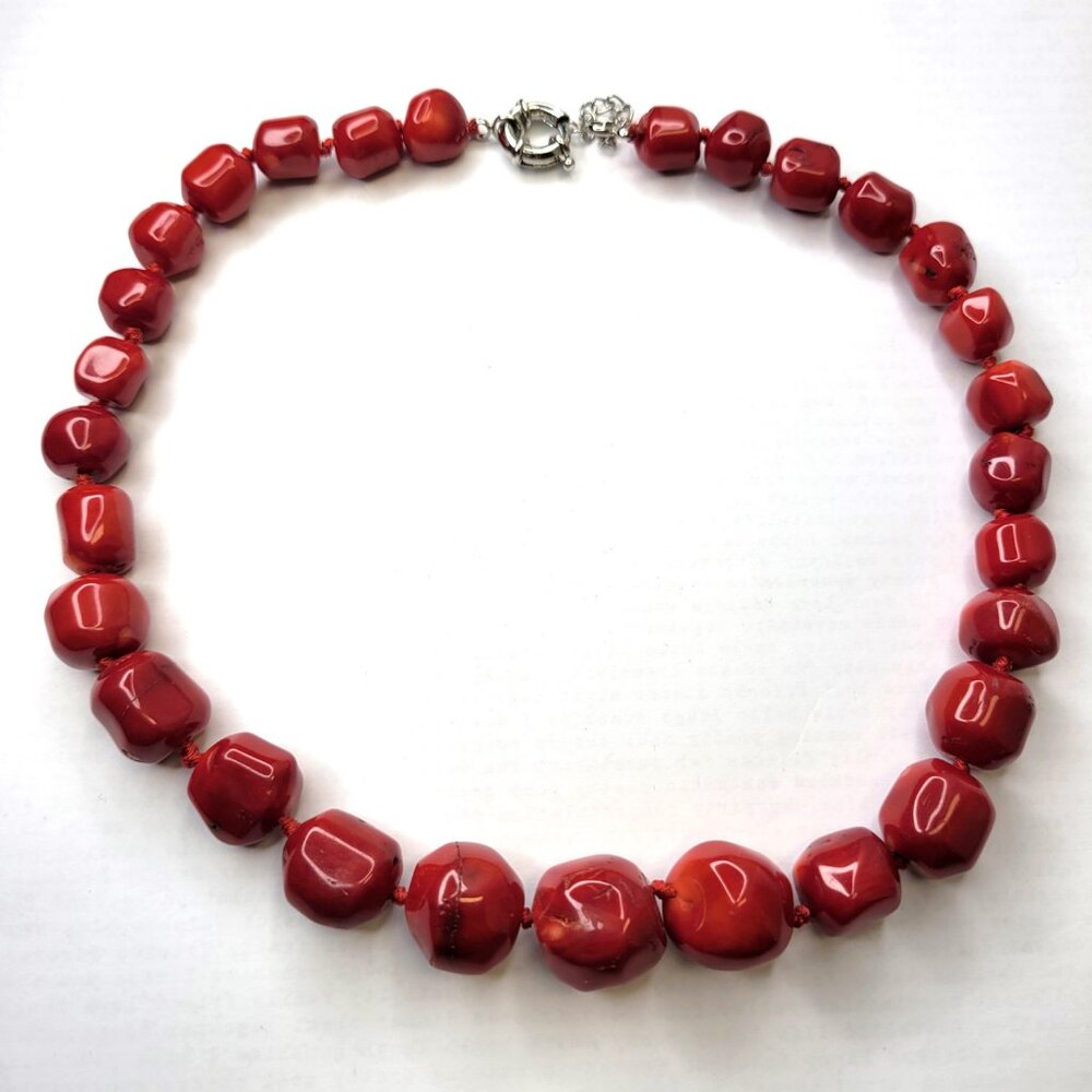 Natural Red Coral Irregular Beads Necklace